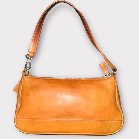 VTG Coach Purse Tan Leather Hampton Demi Baguette 7785 Wristlet Clutch Y2K Mini - Picture 4 of 10